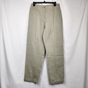LL Bean Pants Womens Size 8 Reg Flat Front Mid Rise Light Green Straight Leg
